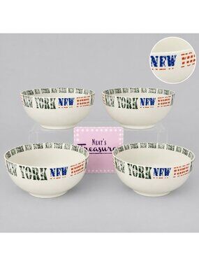 Creative Tops NEW YORK  Iconic Skyline Porcelain White Soup Cereal Bowls Set 4